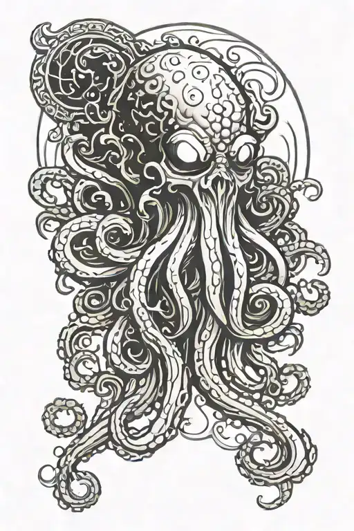 tear with tentacles coming out cthulhu black tattoo design idea