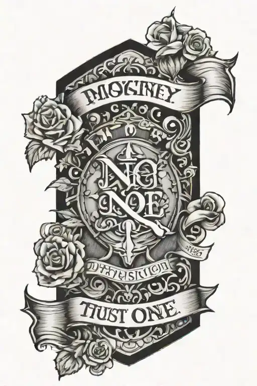 money,family,trust no one,discipline, thight tattoo tattoo design idea