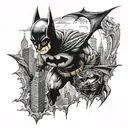 Batman with Gotham city tattoo design idea