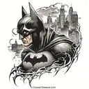 Batman with Gotham city tattoo design idea