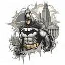 Batman with Gotham city tattoo design idea