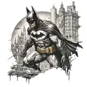 Batman with Gotham city tattoo design idea