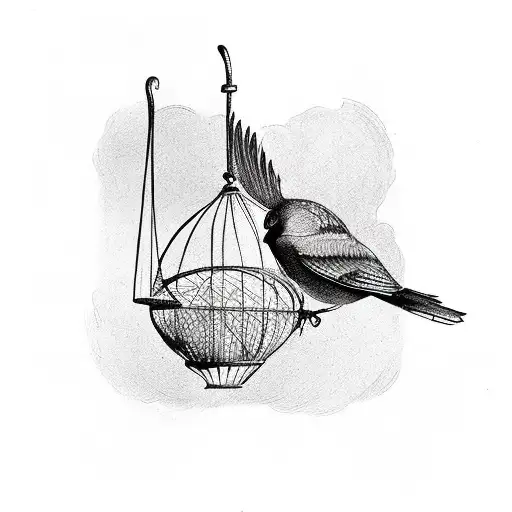 bird escaping from its cage tattoo design idea