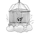 bird escaping from its cage tattoo design idea