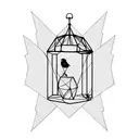 bird escaping from its cage tattoo design idea