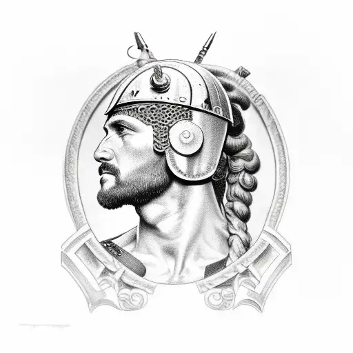 Roman soldier with quote tattoo design idea