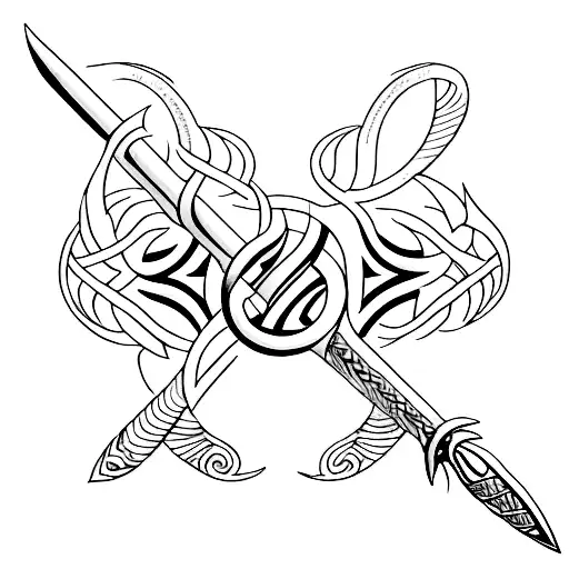 Poseidons trident tattoo design idea