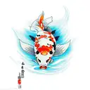 Koi Fish, volcano , ocean tattoo design idea