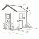 shed with fireflies around it tattoo design idea