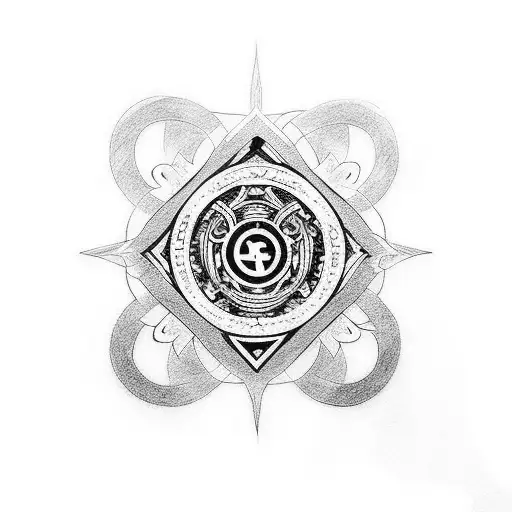 Create a blackwork tattoo featuring a mysterious symbol from Naruto surrounded by Japanese-inspired elements tattoo design idea