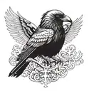 crow with two heads, one real and one skeleton tattoo design idea