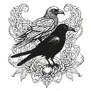 crow with two heads, one real and one skeleton tattoo design idea