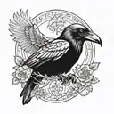 crow with two heads, one real and one skeleton tattoo design idea