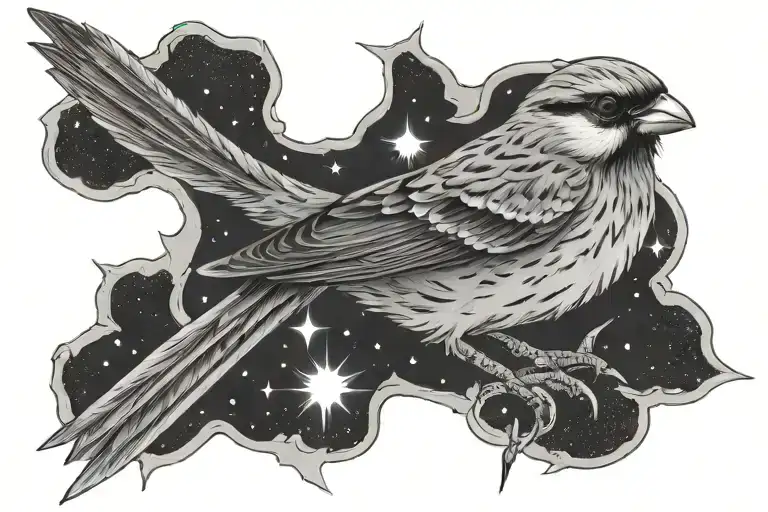 Sparrow, lighting bolt, orions belt  tattoo design idea