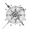 Arrow with compass tattoo design idea