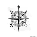 Arrow with compass tattoo design idea