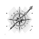 Arrow with compass tattoo design idea