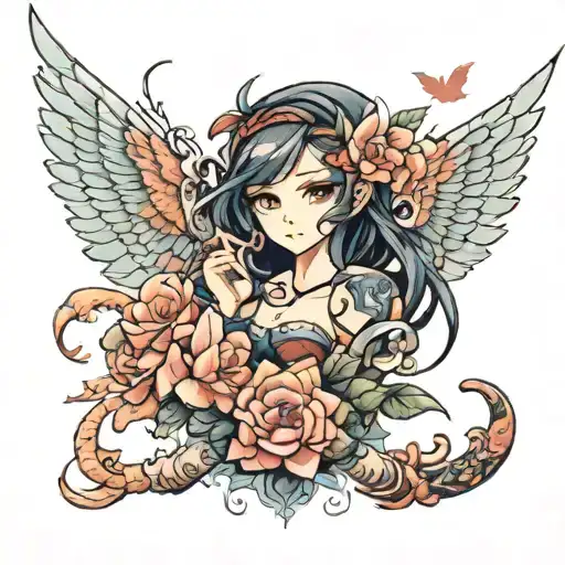 anime with izzy in the middle  tattoo design idea