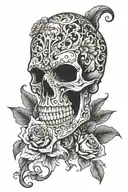 ornate skull gothic style tattoo design idea