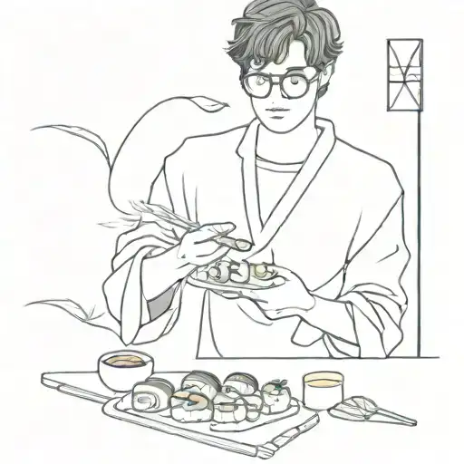 harry potter eating sushi tattoo design idea