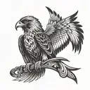 A stylized hawk with a tie around its neck, embodying the elegance and sophistication of the business world tattoo design idea