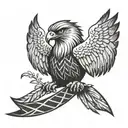 A stylized hawk with a tie around its neck, embodying the elegance and sophistication of the business world tattoo design idea