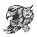 A stylized hawk with a tie around its neck, embodying the elegance and sophistication of the business world tattoo design idea