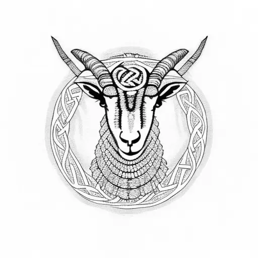 Loaghtan sheep celtic farm tattoo design idea