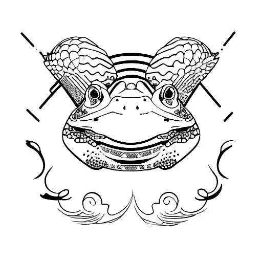 celestial psychedelic toad with open brain tattoo design idea