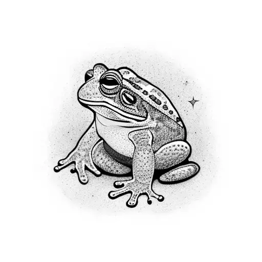 celestial psychedelic toad with open brain tattoo design idea