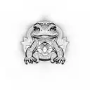 celestial psychedelic toad with third eye tattoo design idea
