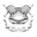 celestial psychedelic toad with open brain tattoo design idea