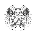 celestial psychedelic toad with open brain tattoo design idea