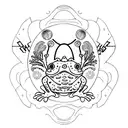 celestial psychedelic toad with open brain tattoo design idea