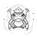 celestial psychedelic toad with open brain tattoo design idea