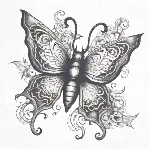 demonic butterfly tattoo design idea