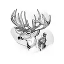Deer hunter and his dead wife tattoo design idea