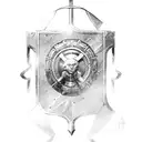 Ancient spartan side profile shield and spear tattoo design idea