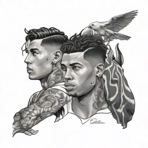 cristano ronaldo and playboy carti tattoo design idea