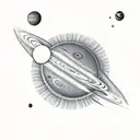 palm tree with planets around it tattoo design idea