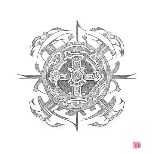 trail running Occitan cross tattoo design idea