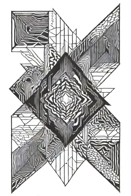trippy  vertical line tattoo design idea