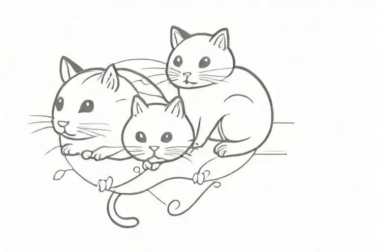hamster and 2 cats outline tattoo tattoo design idea