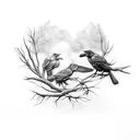 2 crows on a branch tattoo design idea