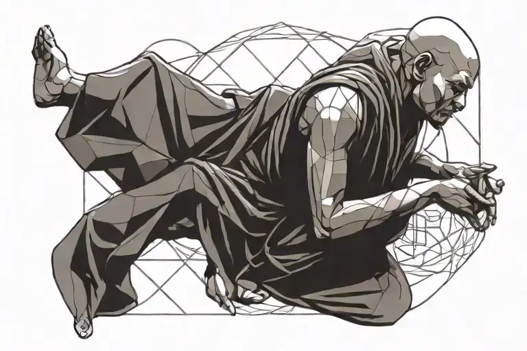 meditating monk tattoo design idea