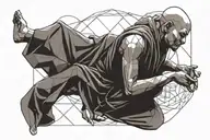 meditating monk tattoo design idea