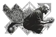 meditating monk tattoo design idea