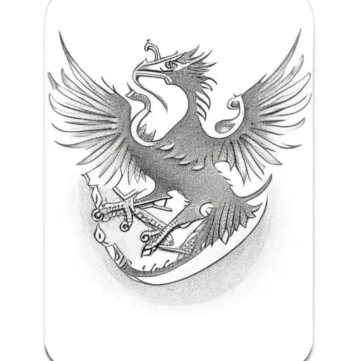4 playing cards with a liver bird sat on top of the top card and a dragon going through the cards tattoo design idea