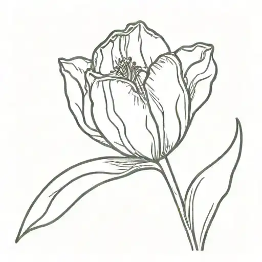 postage stamp outline, inside is 3 stems of a tulip flower tattoo design idea