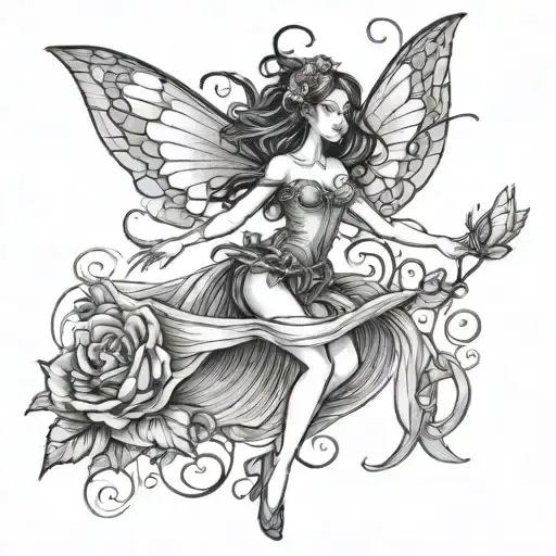 fairy dancing in ran tattoo design idea